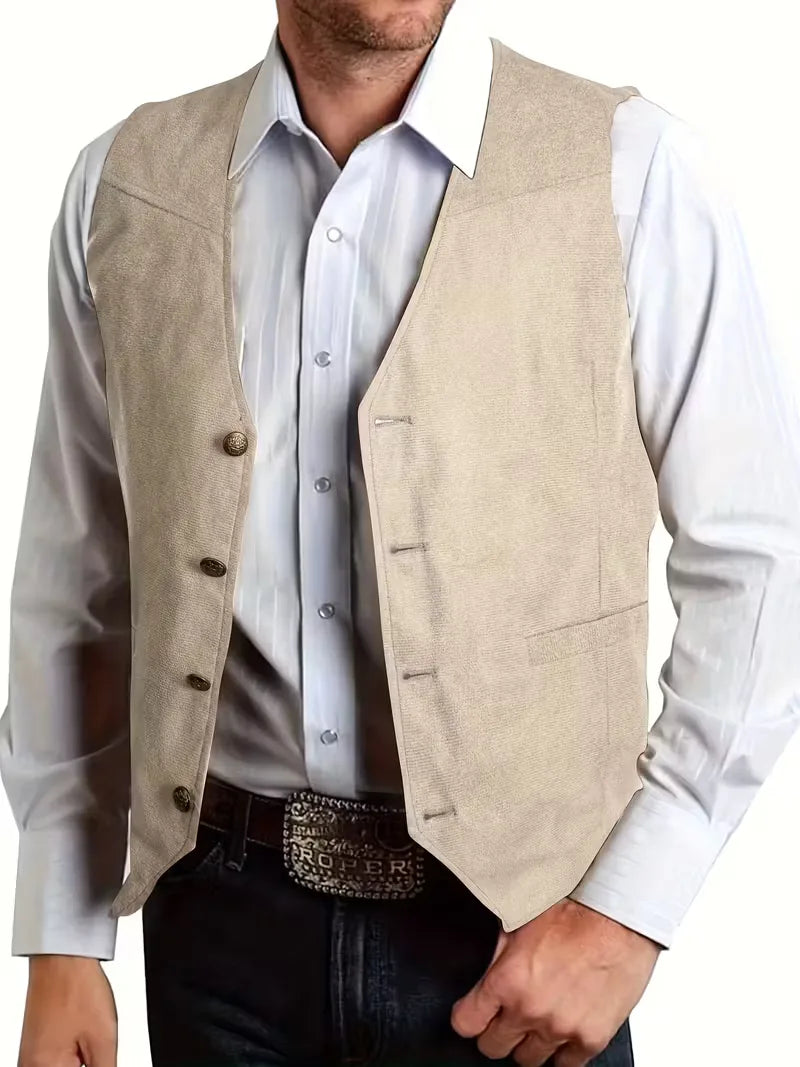Gilet avec col en V et boutons