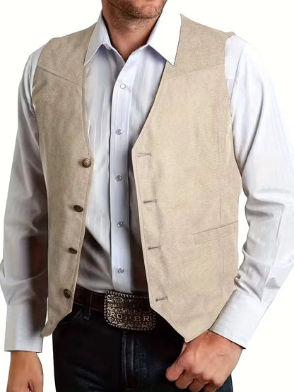 Gilet avec col en V et boutons