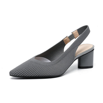 Slingback Heels – Ladies' Pumps with Pointed Toes and Low Block Heels for Elegance and Comfort