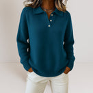 Soft Women's Polo Sweater Knitted with Long Sleeves