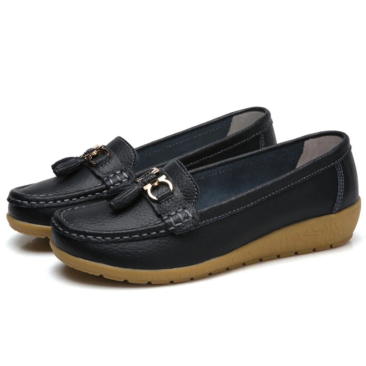Leather Ballerina Flats with Cut-Out Design and Ultimate Comfort