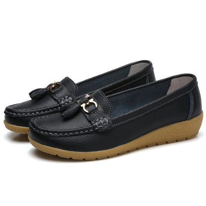Leather Ballerina Flats with Cut-Out Design and Ultimate Comfort