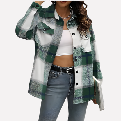 Giacca-camicia a quadri da donna
