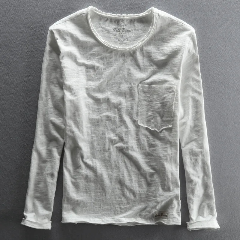 Vintage Cotton Long Sleeve with O-Neck for Men