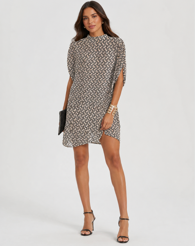 Mini Summer Dress for Women V-neck Print