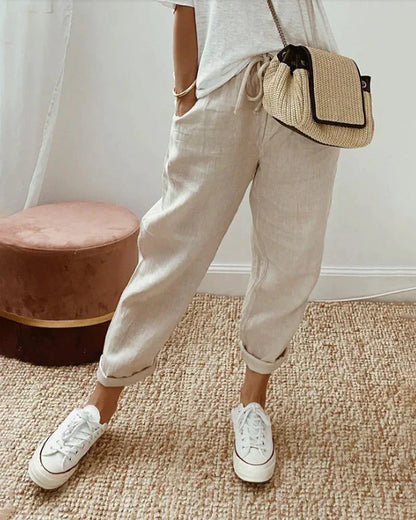 Yanna - Pantaloni casual in lino da donna