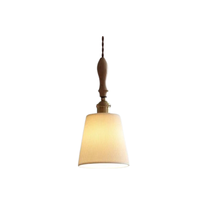 Retro Pendant Light with Ceramic and Wood - Adjustable