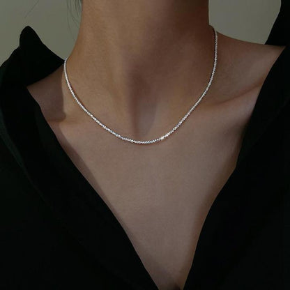 Shiny Double Chain Silver Necklace for Women - Celestial
