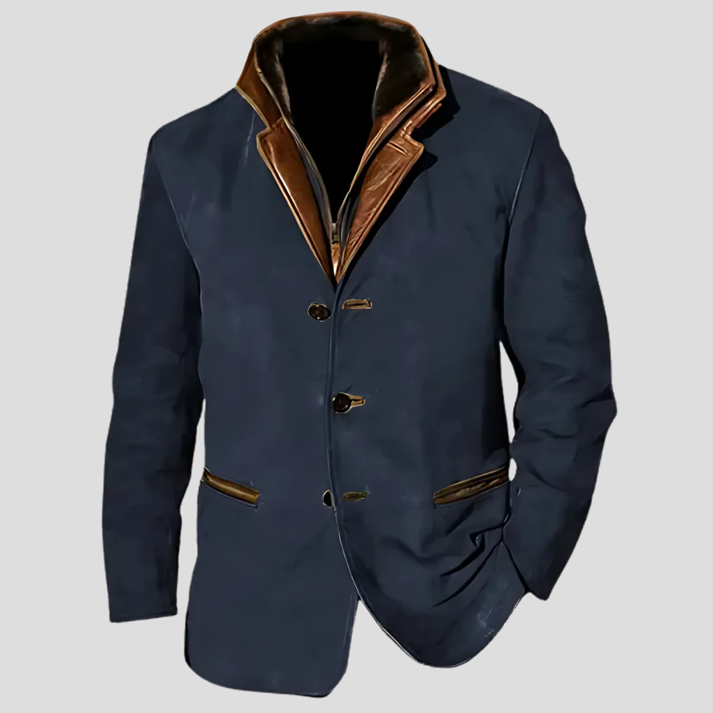 Retro Contrast Collar Jacket for Men