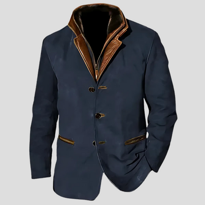 Retro Contrast Collar Jacket for Men