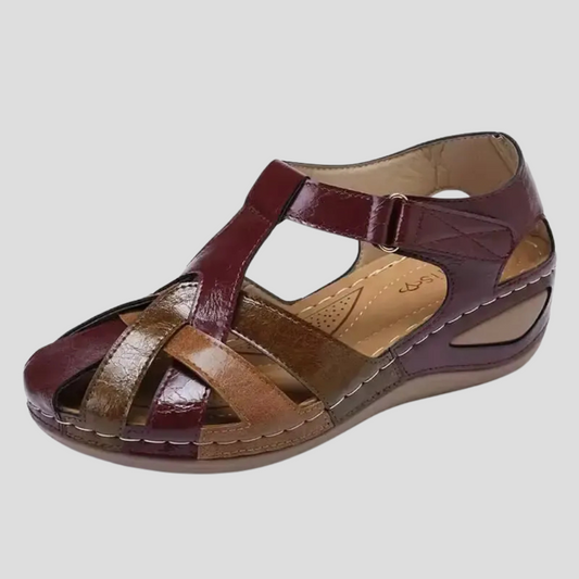 Sandalias de cuero cómodas con soporte para el arco para mujer