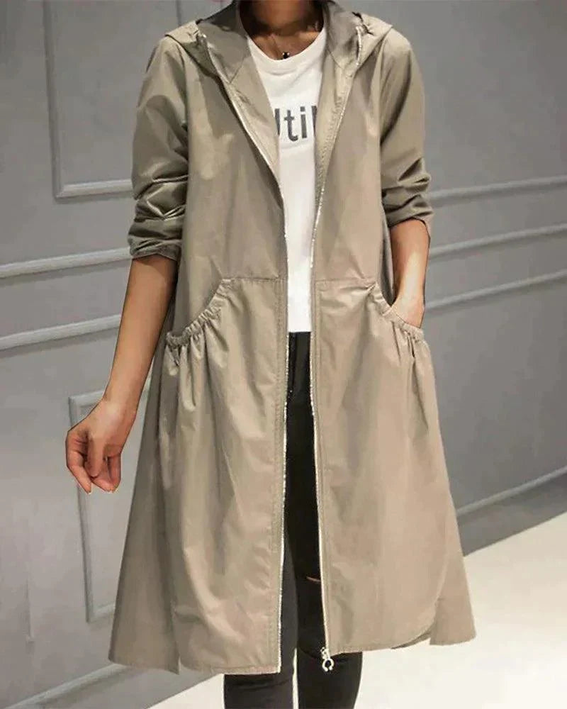 Waterproof Ladies' Midi Rain Jacket with Hood