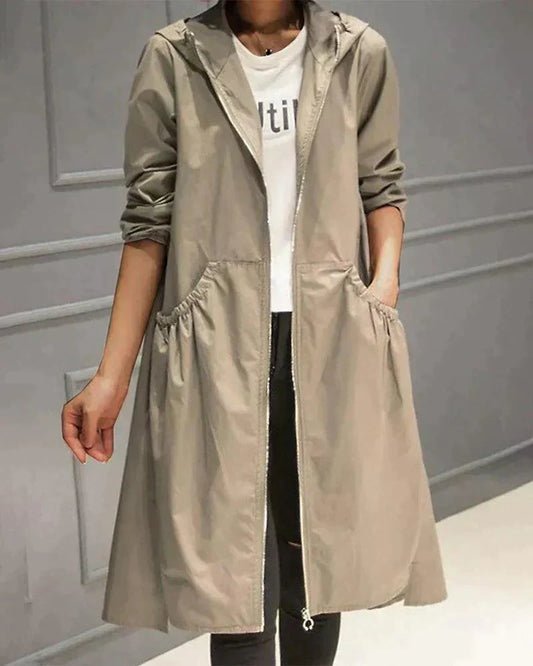 Waterproof Ladies' Midi Rain Jacket with Hood
