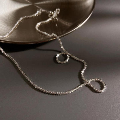 Shiny Double Chain Silver Necklace for Women - Celestial