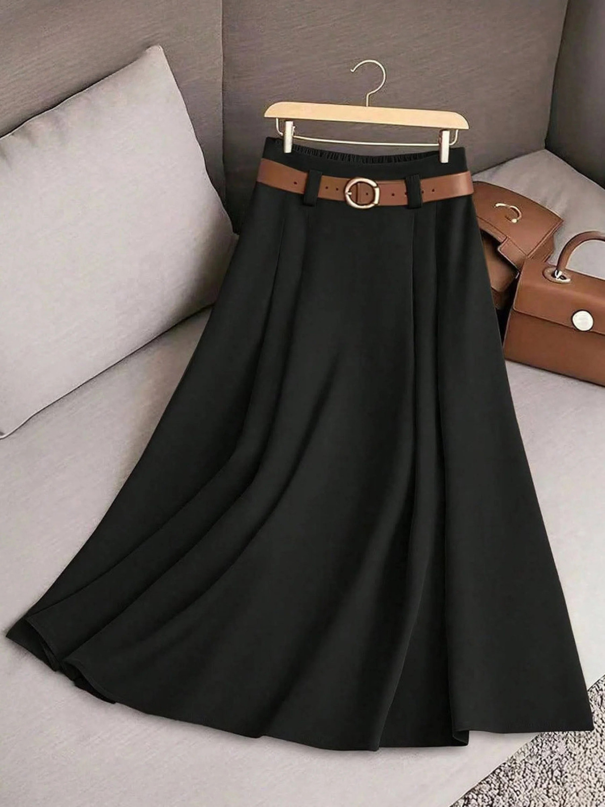 Ladies' Elegant A-Line Skirt with High Waist and Soft Flow