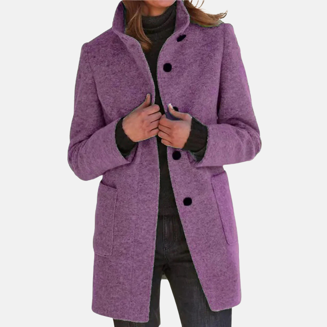 Vintage Tweed Ladies' Coat with Elegant Turtleneck Collar