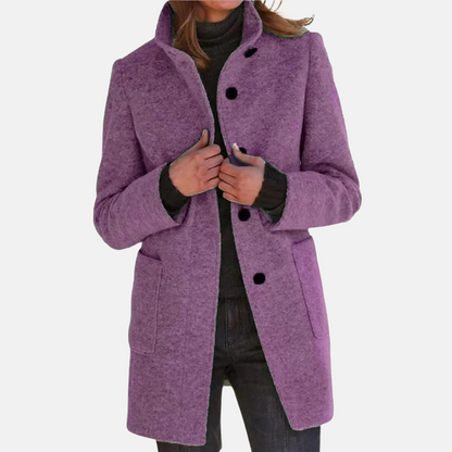 Vintage Tweed Ladies' Coat with Elegant Turtleneck Collar