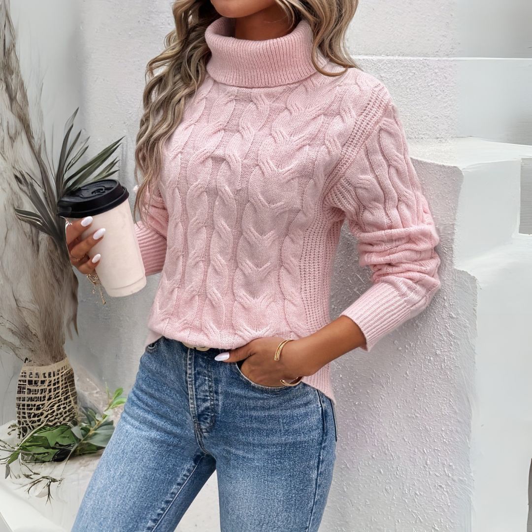 Ladies' Flattering Figure-Hugging Roll Neck Jumper