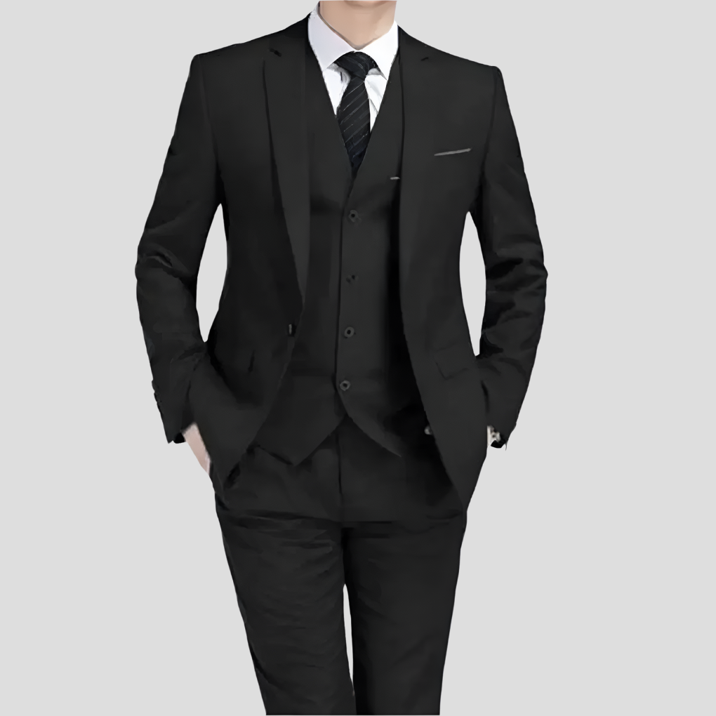 Black Three-Piece Suit for Men