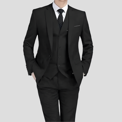 Black Three-Piece Suit for Men
