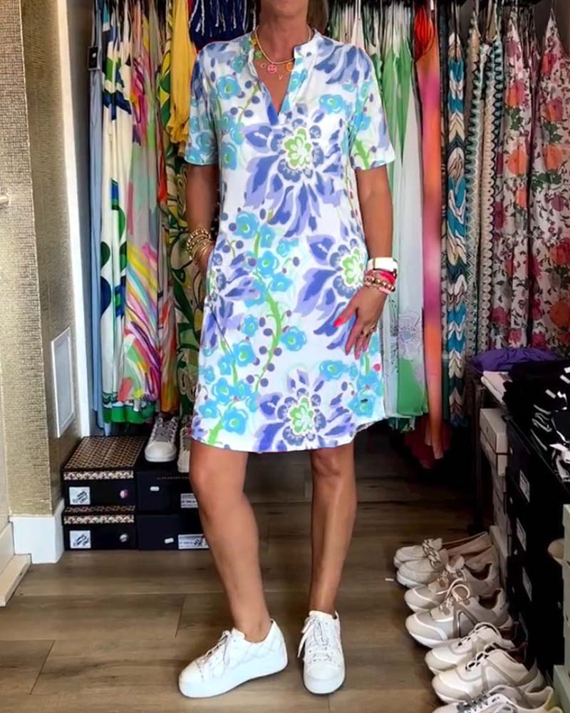Dress with short sleeves and floral print - Rosalie