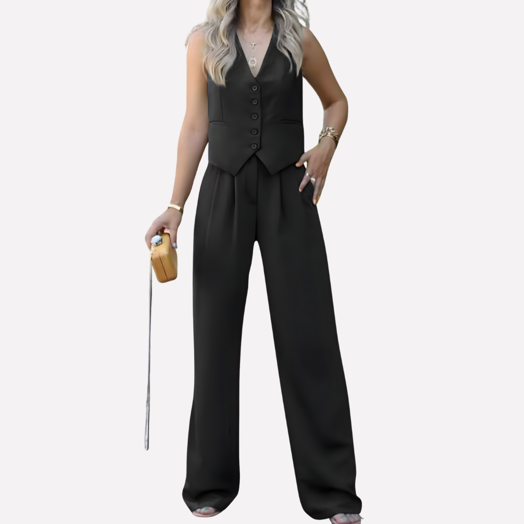 Sleeveless Top and Trousers Set for Women