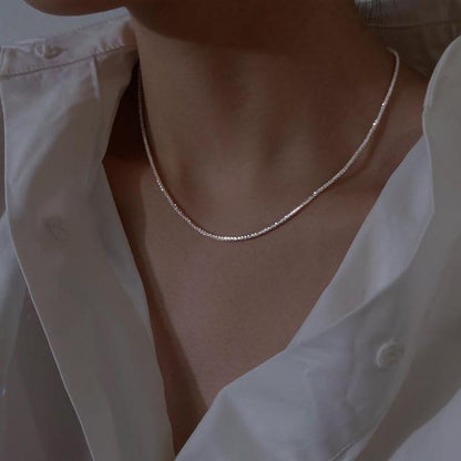Shiny Double Chain Silver Necklace for Women - Celestial