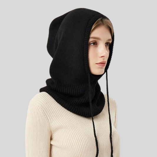 Calentador de cuello de invierno tejido con capucha