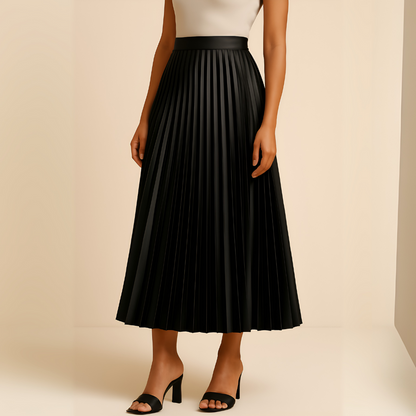 Stylish Midi Skirt with Flowy Pleats for Women