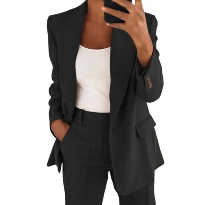 Classic Blazer with Long Sleeves and Single Button Closure
