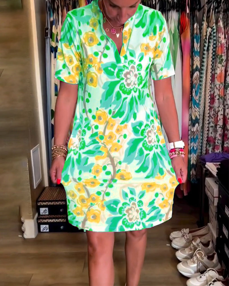 Dress with short sleeves and floral print - Rosalie