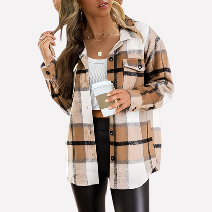 Giacca-camicia a quadri da donna