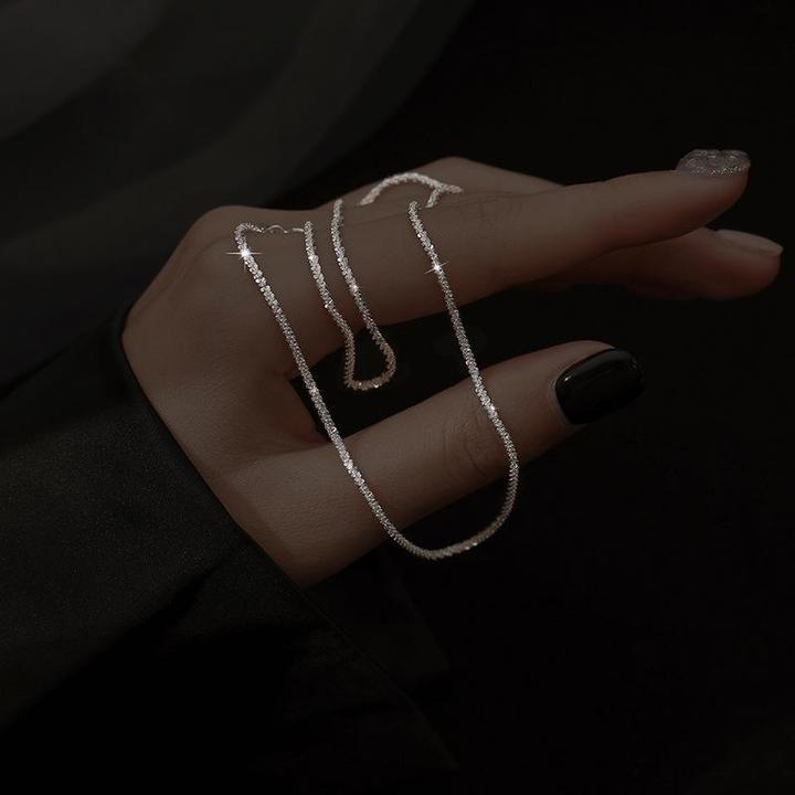 Shiny Double Chain Silver Necklace for Women - Celestial