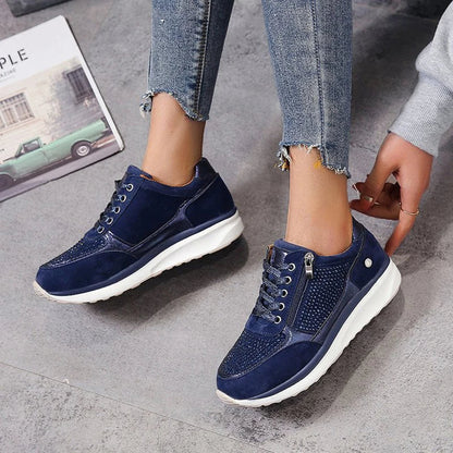 Crystal Women's Sneakers with Zip and Platform Sole
