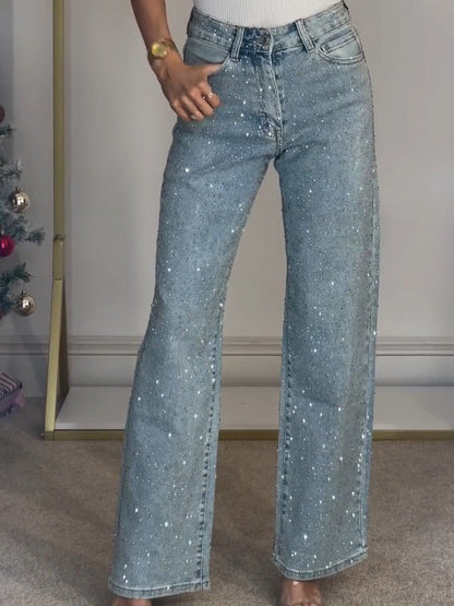 Ladies' Glitter Jeans with High Waist