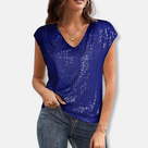 Top de lentejuelas brillantes para mujer con escote en V