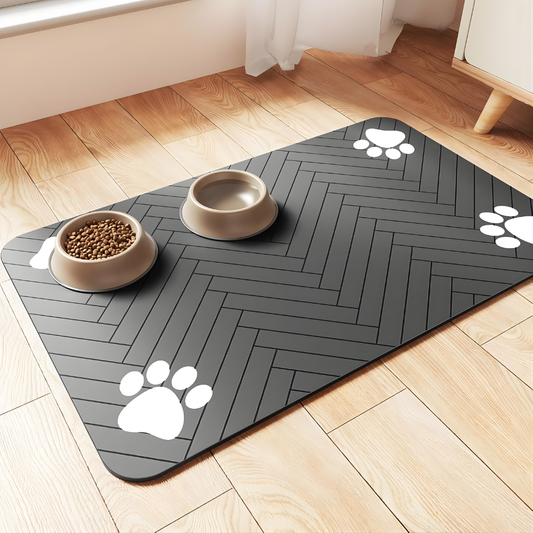 Pet Feeding Mat - Absorbent Pet Placemat for Food and Water Bowls