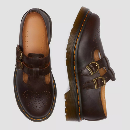 Ladies' Bold Leather Mary Jane Shoes with Buckles and Chunky Sole