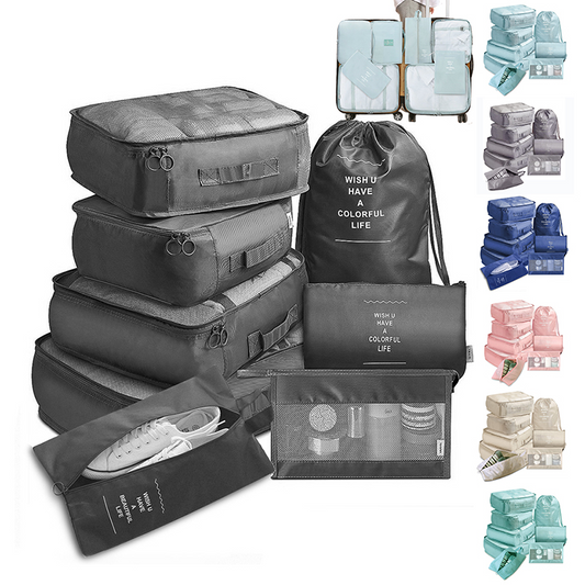 Set de viaje de 8 piezas – Divisores de equipaje y cubos organizadores