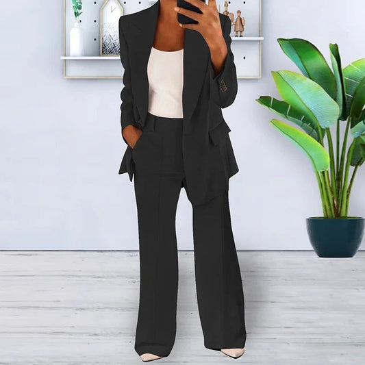 Traje de pantalón para mujer con pantalones de pierna ancha