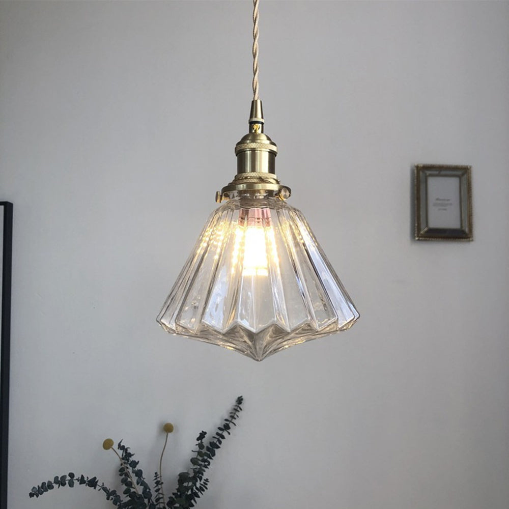 Lámpara colgante moderna de vidrio en forma de diamante