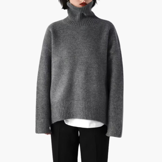 Suéter de cuello alto para mujer con mangas largas y textura acanalada