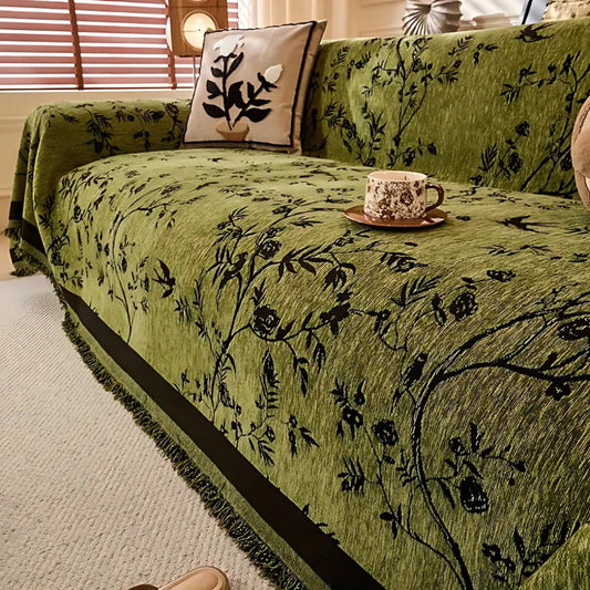 Elegante Decke mit Blumenmuster und Fransen