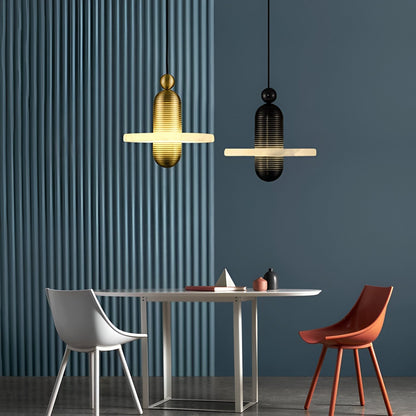 Modern LED Pendant Light in Iron and Alabaster