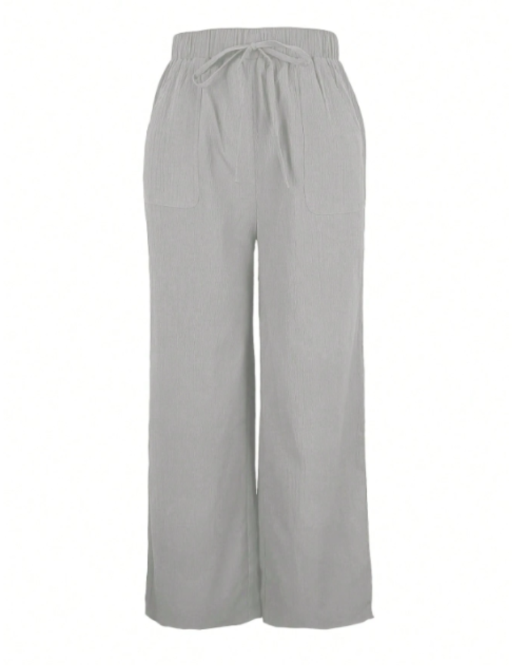 Comfortable Wide Trousers with Elastic Waist and Drawstring for Women