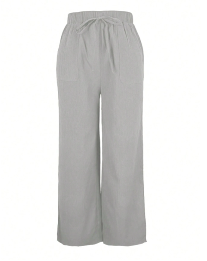 Comfortable Wide Trousers with Elastic Waist and Drawstring for Women