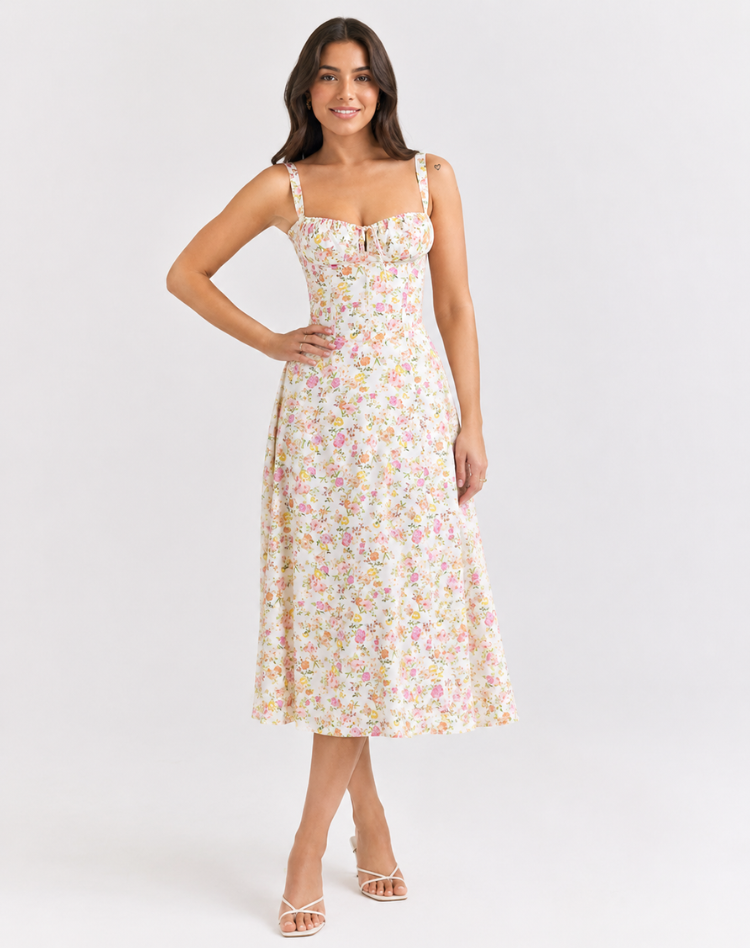 Jessy - Midi dress with corset and side split