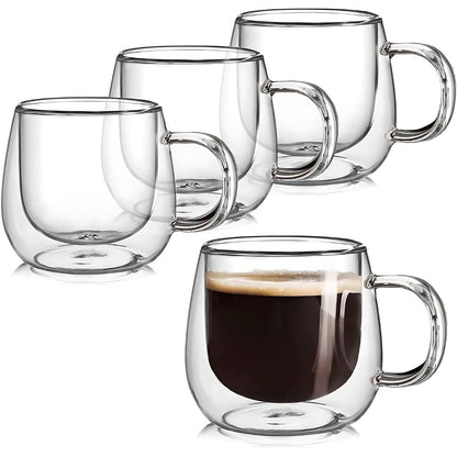 Double-Walled Glass Mugs with Insulation for Hot and Cold Drinks