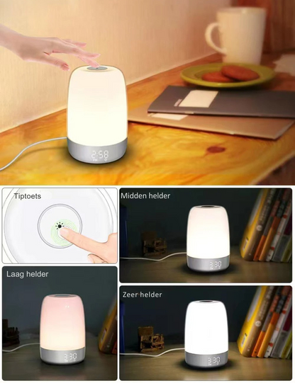 Lampă de alarmă cu simularea răsăritului și lumină de noapte