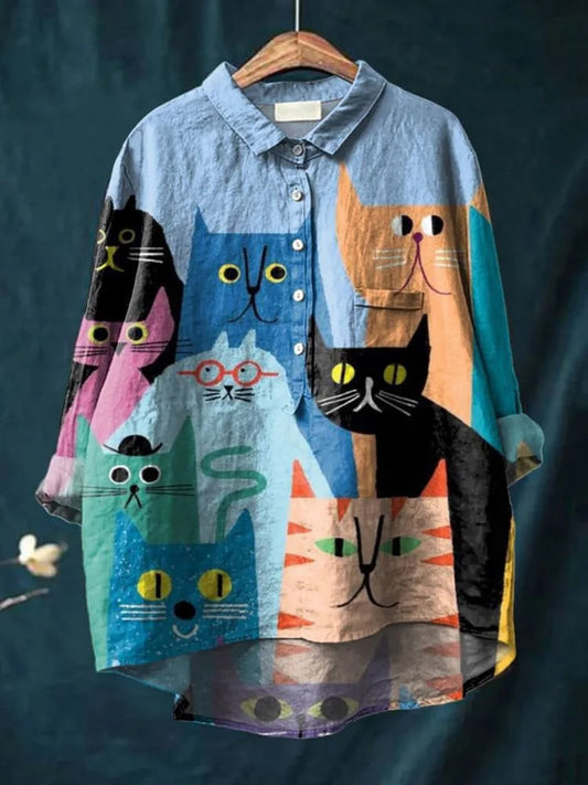 Blusa para mujer con estampado de animales 3D estilo caricatura